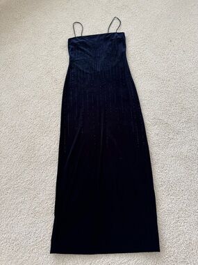 Dark royal blue velvet evening gown-elegant, slim fit, subtle sparkle, size 4